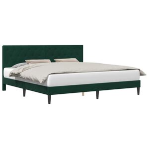 vidaXL Cadre de lit avec t&ecirc;te de lit Vert fonc&eacute; 200 x 200 cm Velours