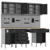 vidaXL Placard de travail 10 pcs Noir Bois d'ing&eacute;nierie et acier