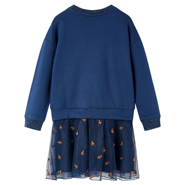 Robe pour enfants &agrave; manches longues bleu marine 128