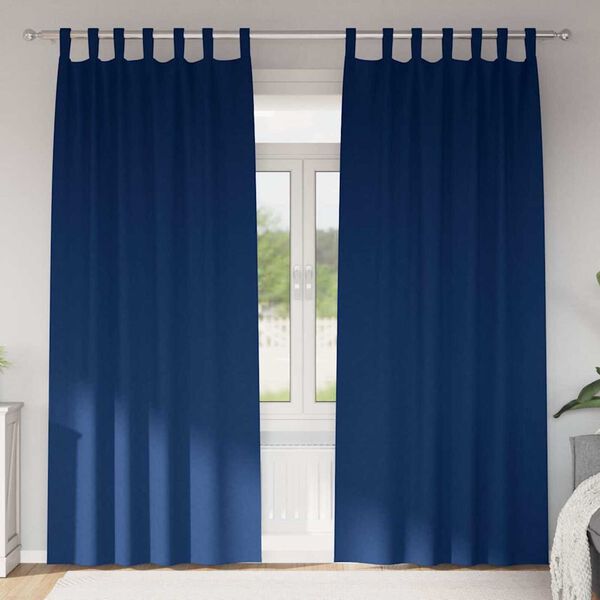 vidaXL Rideaux occultants avec anneaux 2 pcs Bleu foncé 245 x 140 cm
