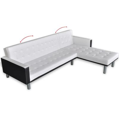 vidaXL Canapé-lit d'angle Cuir synthétique Blanc