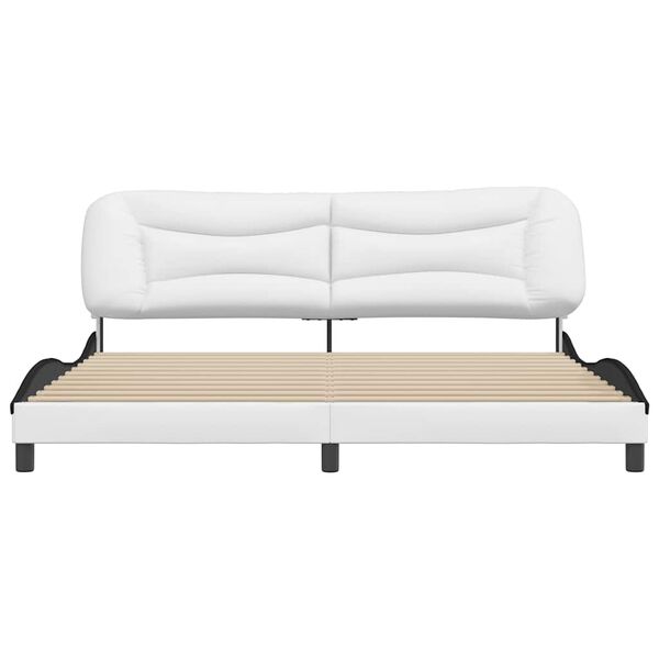 vidaXL Cadre de lit sans matelas Hvar blanc et noir 200x200 cm similicuir