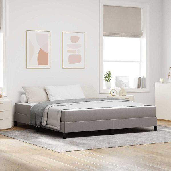 vidaXL Lit &agrave; ressorts avec matelas Taupe 180 x 200 cm tissu