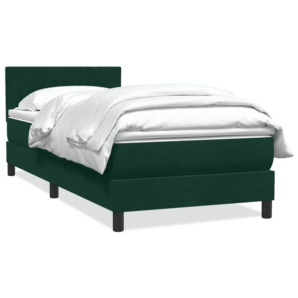 vidaXL Sommier &agrave; lattes de lit et matelas vert fonc&eacute; 100x210cm velours