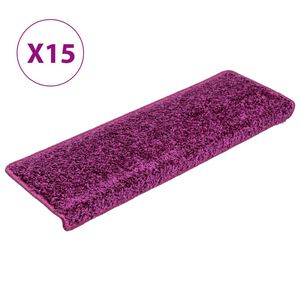 vidaXL Tapis d'escalier 15 pi&egrave;ces 65 x 21 x 4 cm Violet Bord rectangulaire