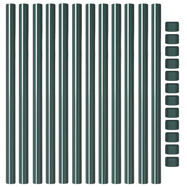 vidaXL Poteaux de clôture 12 pcs Vert 70 cm Acier peint par poudre