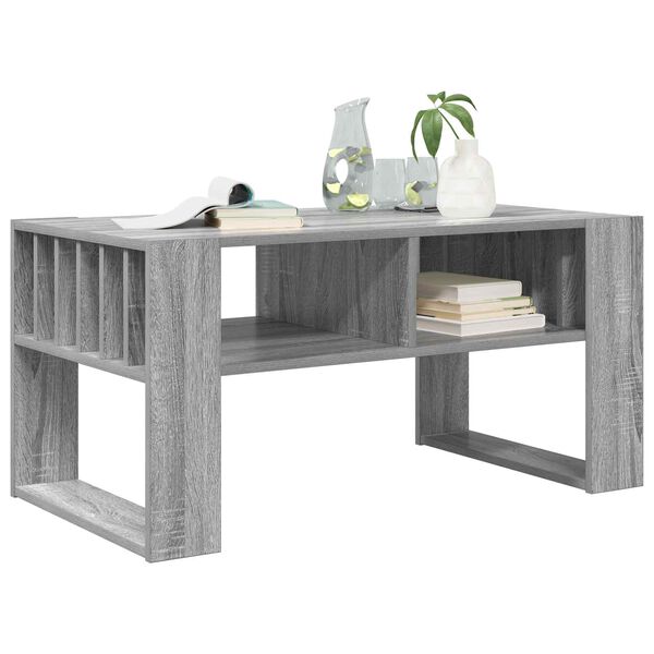 vidaXL Table basse Gris Sonoma 92 x 49,5 x 45 cm Bois d'ing&eacute;nierie