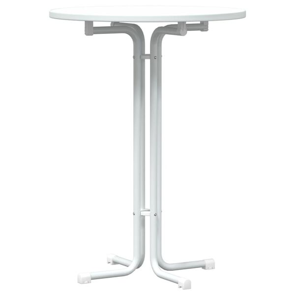 vidaXL Table de bar blanc &Oslash;80x110 cm bois d'ing&eacute;nierie et acier