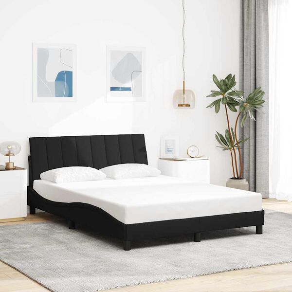 vidaXL Cadre de lit sans matelas Hanko noir 140x200 cm tissu