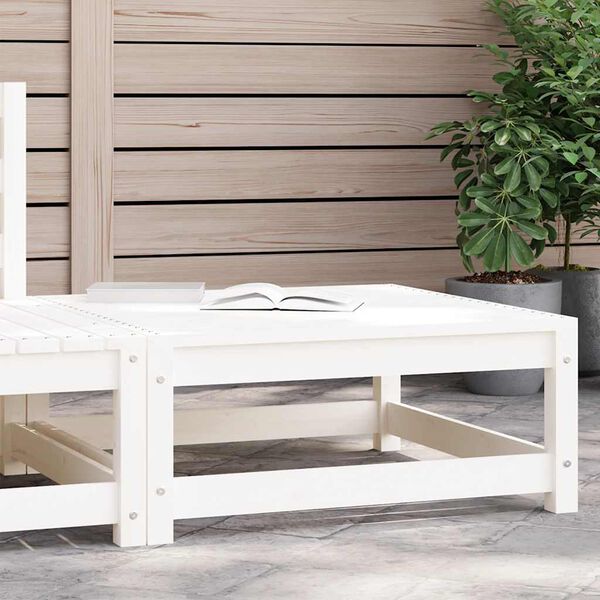 vidaXL Repose-pied de jardin 70x70x30 cm blanc bois de pin solide