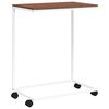 vidaXL Table d'appoint avec roues Blanc 55x35x70 cm Bois d'ing&eacute;nierie