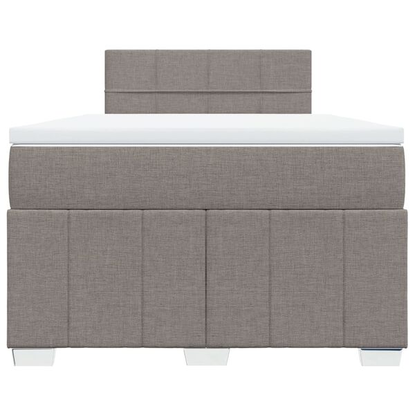 vidaXL Sommier &agrave; lattes de lit avec matelas Taupe 120x200 cm Tissu