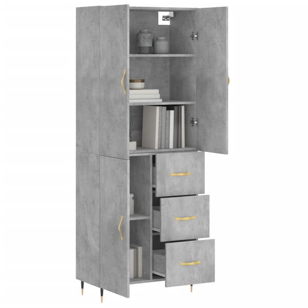 vidaXL Buffet haut Gris b&eacute;ton 69,5x34x180 cm Bois d'ing&eacute;nierie