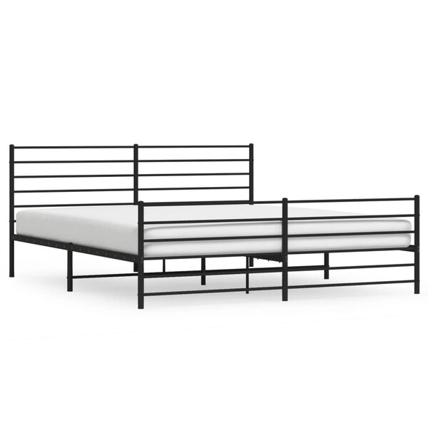 vidaXL Cadre de lit métal sans matelas avec pied de lit noir 180x200cm