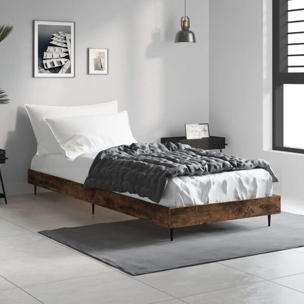 vidaXL Cadre de lit sans matelas ch&ecirc;ne fum&eacute; 75x190cm bois d'ing&eacute;nierie