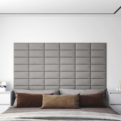 vidaXL Panneaux muraux 12 pcs Gris clair 30x15 cm Tissu 0,54 m²