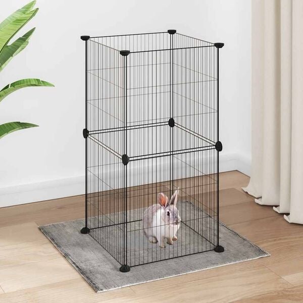 vidaXL Cage animaux de compagnie &agrave; 8 panneaux Noir 35x35 cm Acier