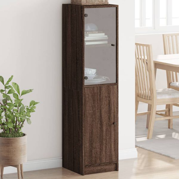vidaXL Buffet avec porte en verre ch&ecirc;ne marron 35x37x142 cm