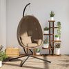 vidaXL Chaise suspendue en forme d'&oelig;uf et support taupe rotin et acier