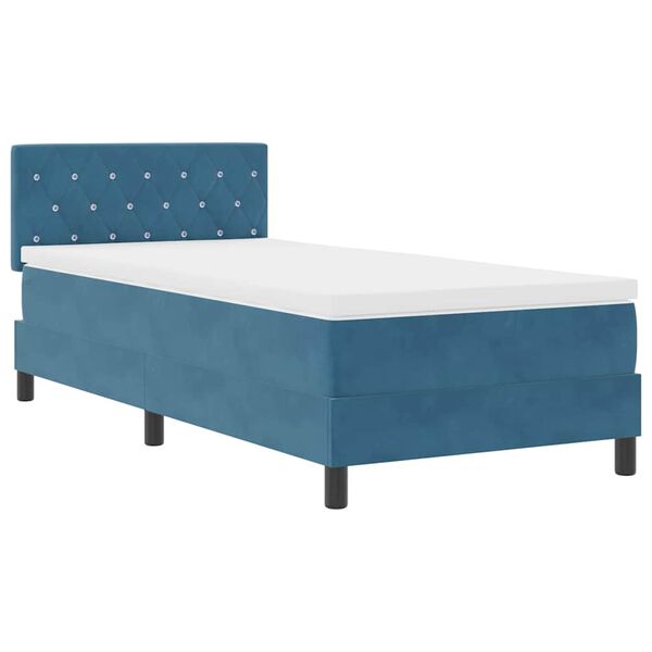 vidaXL Lit &agrave; ressorts avec matelas Bleu fonc&eacute; 100 x 200 cm Velours