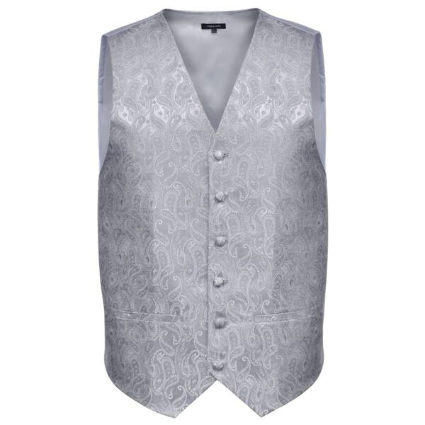 Ensemble gilet de mariage Paisley pour homme, taille 52, argent&eacute;