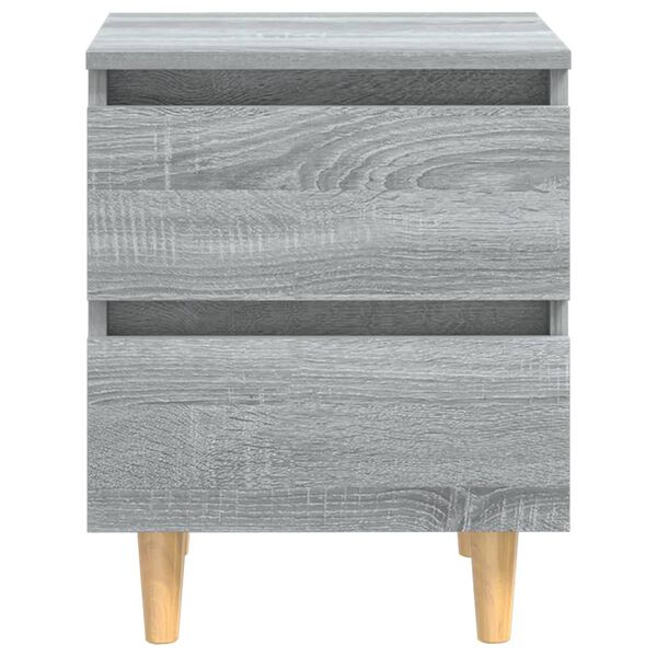 vidaXL Table de chevet avec pieds en bois Sonoma gris 40x35x50 cm