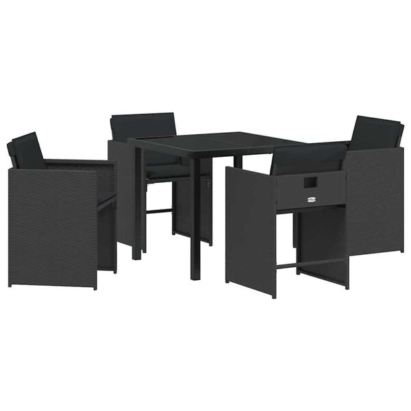vidaXL Ensemble de salle &agrave; manger pour jardin 5 pcs Noir polyrotin