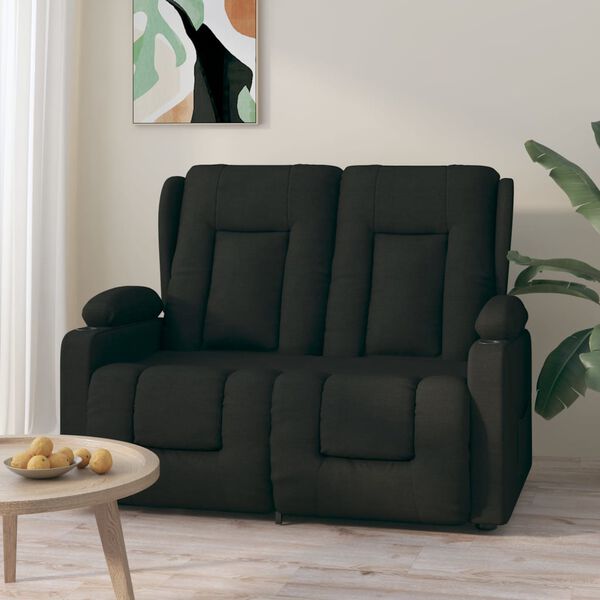 vidaXL Fauteuil de massage inclinable et porte-gobelets 2 places noir