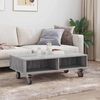 vidaXL Table d'appoint avec roues Gris Sonoma 90 x 50 x 30 cm