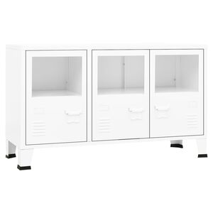 vidaXL Buffet industriel Blanc 105x35x62 cm Métal et verre