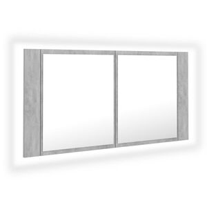vidaXL Armoire de salle de bain &agrave; miroir LED Gris b&eacute;ton Acrylique