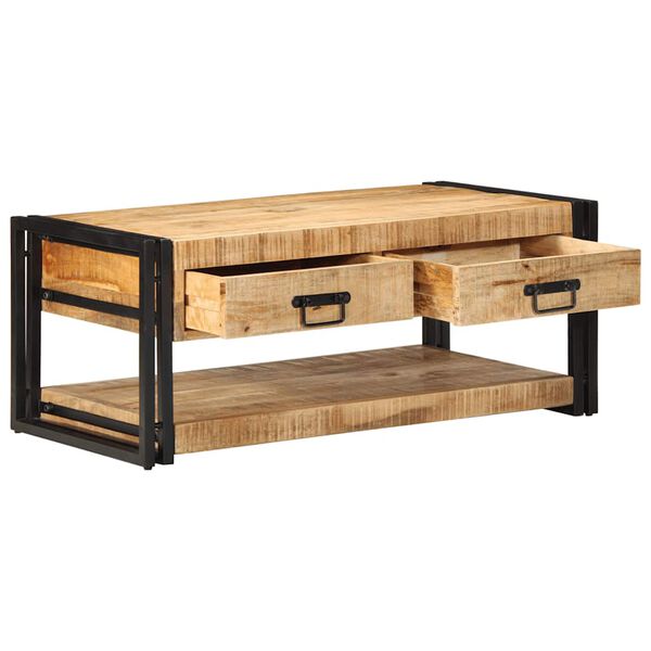 vidaXL Table basse 90x50x38 cm bois de manguier massif brut