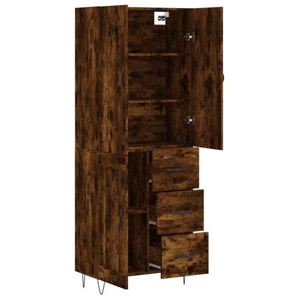 vidaXL Buffet haut Ch&ecirc;ne fum&eacute; 69,5x34x180 cm Bois d'ing&eacute;nierie