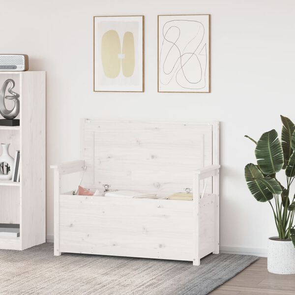 vidaXL Banc Blanc 112,5x51,5x96,5 cm Bois de pin massif