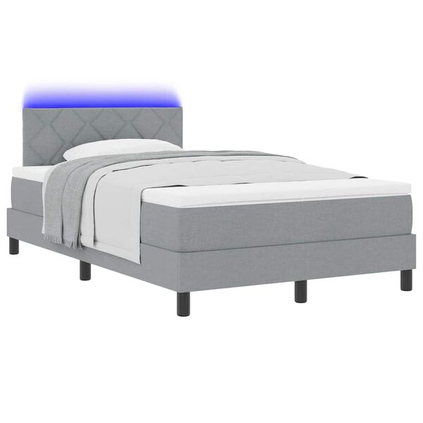 vidaXL Lit &agrave; ressorts avec matelas Gris clair 120 x 200 cm tissu