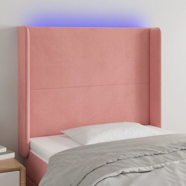vidaXL T&ecirc;te de lit &agrave; LED Rose 93x16x118/128 cm Velours