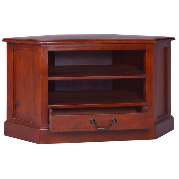 vidaXL Meuble TV d'angle Marron classique Bois d'acajou massif