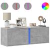 vidaXL Meuble TV mural avec lumi&egrave;res LED gris b&eacute;ton 100x31x35 cm