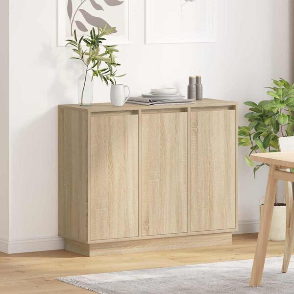 vidaXL Buffet LED Ch&ecirc;ne Sonoma 90 x 32 x 75 cm Bois d'ing&eacute;nierie