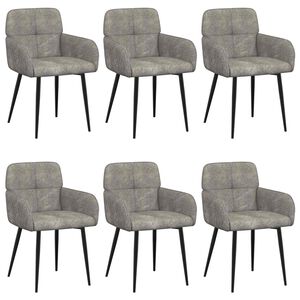 vidaXL Chaises de salle &agrave; manger 6 pc Simili daim Gris clair