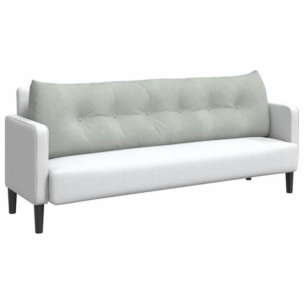 vidaXL Coussin de Dos Gris clair 180 x 24 x 50 cm Velours