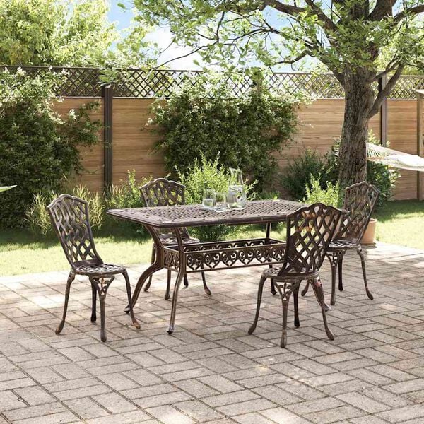 vidaXL Ensemble de salle &agrave; manger pour jardin 5 pcs Bronze Aluminium