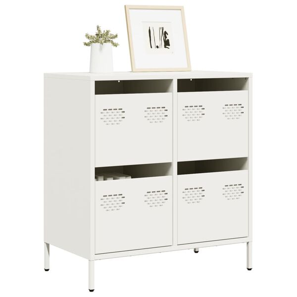 vidaXL Buffet blanc 68x39x73,5 cm acier laminé à froid