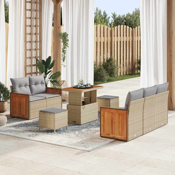 vidaXL Ensemble de canap&eacute; de jardin 10 pcs Beige et Gris clair
