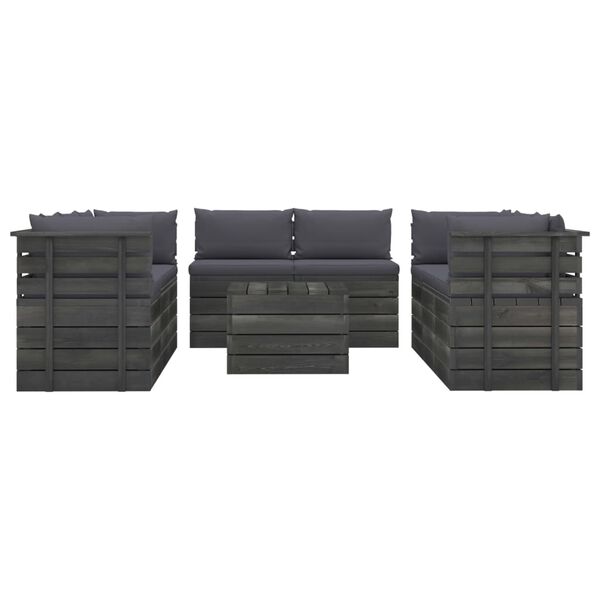 vidaXL Salon palette de jardin 9 pcs avec coussins Bois de pin massif
