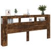 vidaXL T&ecirc;te de lit &agrave; LED ch&ecirc;ne fum&eacute; 220x18,5x103,5cm bois d'ing&eacute;nierie