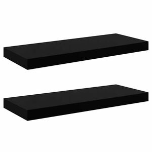 vidaXL &Eacute;tag&egrave;re murale flottante 2 pcs Noir brillant 60x23,5x3,8 cm MDF
