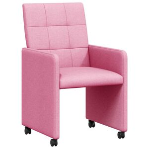 vidaXL Chaises de Salle &agrave; Manger avec Roues 2 pcs Rose 58 x 65 x 94 cm