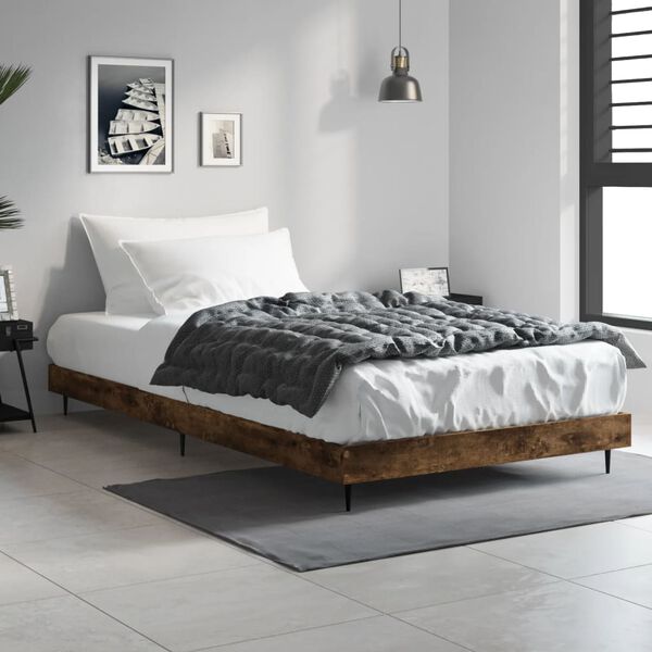 vidaXL Cadre de lit sans matelas ch&ecirc;ne fum&eacute; 100x200 cm bois ing&eacute;nierie
