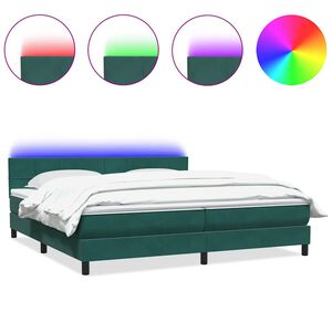 vidaXL Sommier &agrave; lattes de lit et matelas et LED vert fonc&eacute; 180x220cm velours